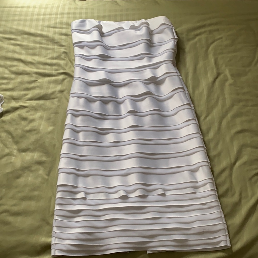 White House Black Market white tiered mini dress.